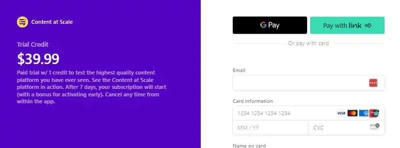 Content at Scale Payment Options